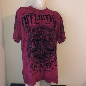 Affliction distressed men’s red muscle tee size XL
